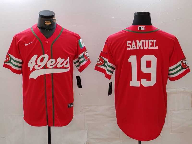 Men%27s San Francisco 49ers #19 Deebo Samuel Red Mexico Cool Base Stitched Baseball Jersey